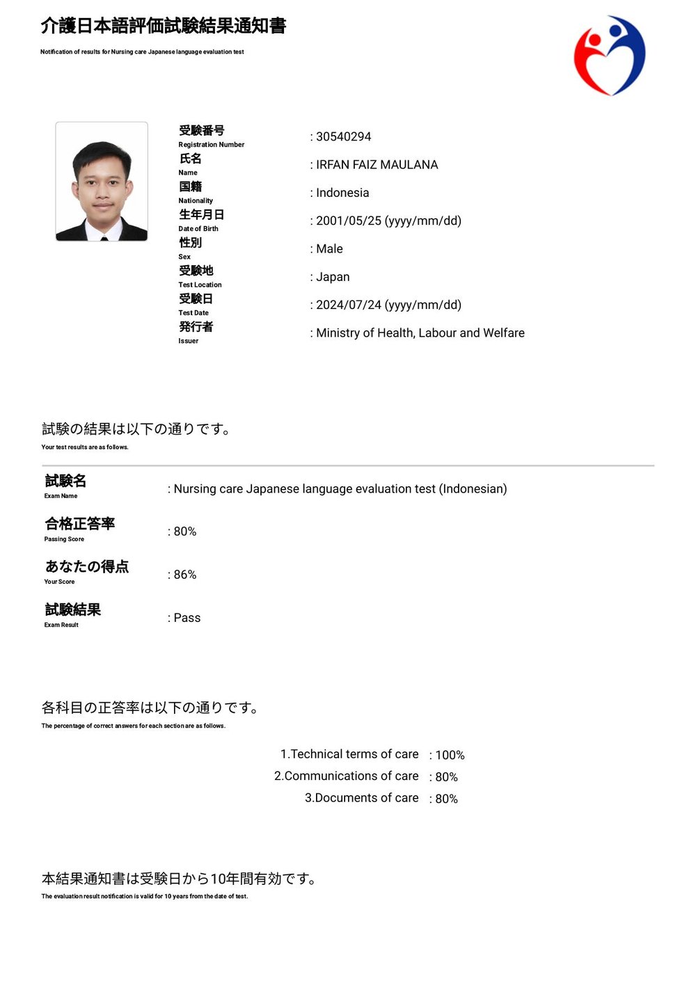 Sertifikat Evaluasi Bahasa Jepang Kaigo